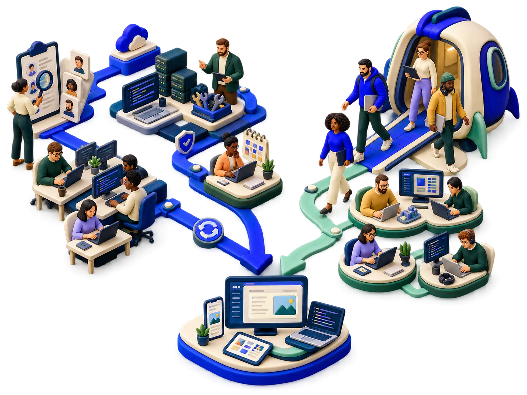 Clay illustration for In-House vs Outsourced Software Development: Which Is Right for Your Business?